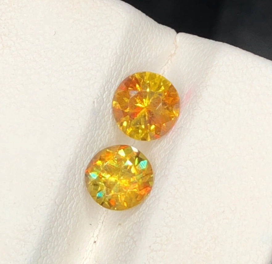 Sphene Matching Pair 2.20 Ct Fancy Cut Fire Sparkling Yellow Sphene