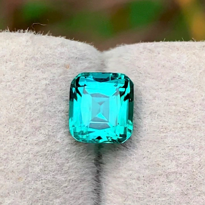 1.55 Ct Perfect Cushion Cut Bluish Green Tourmaline Afghanistan - Gemstone