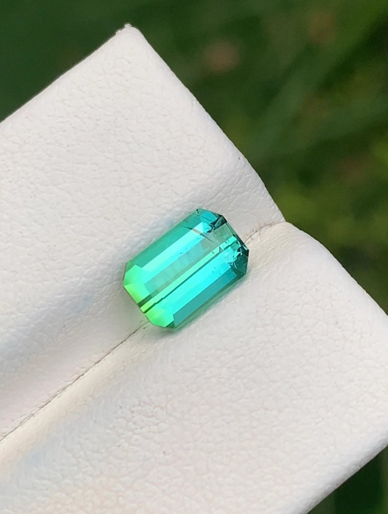 1.95 Ct Neon Green-Blue Tourmaline - Emerald Cut Gemstone Afghanist - Gemstone