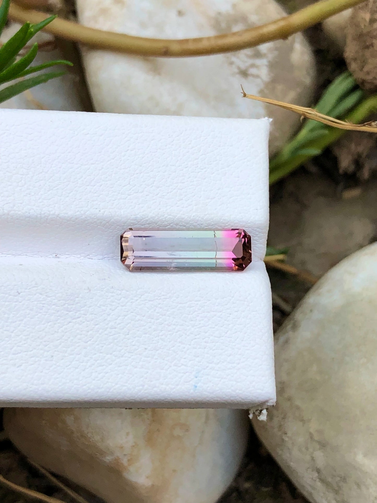 Tourmaline 3.10 Ct Long Emerald Cut Beautiful Bi Colour Tourmaline - Gemstone