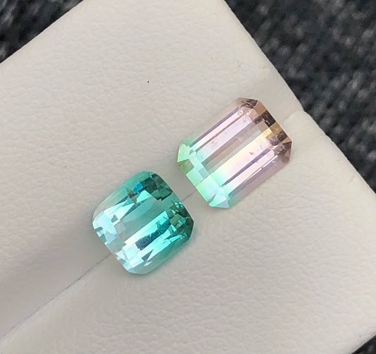 Bi Colour Tourmaline 3.30 Ct Perfect Cut Beautiful Bi Colour Tourmaline Pcs - Gemstone