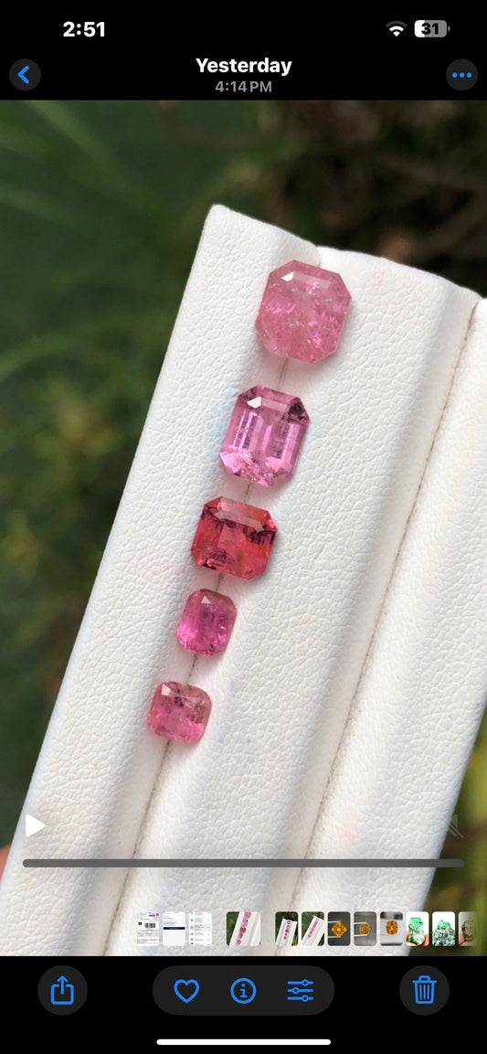5.40 Ct Rubellite Tourmaline Parcel - Precision Cut, Vivid Pink-Red Hues - Gemstone