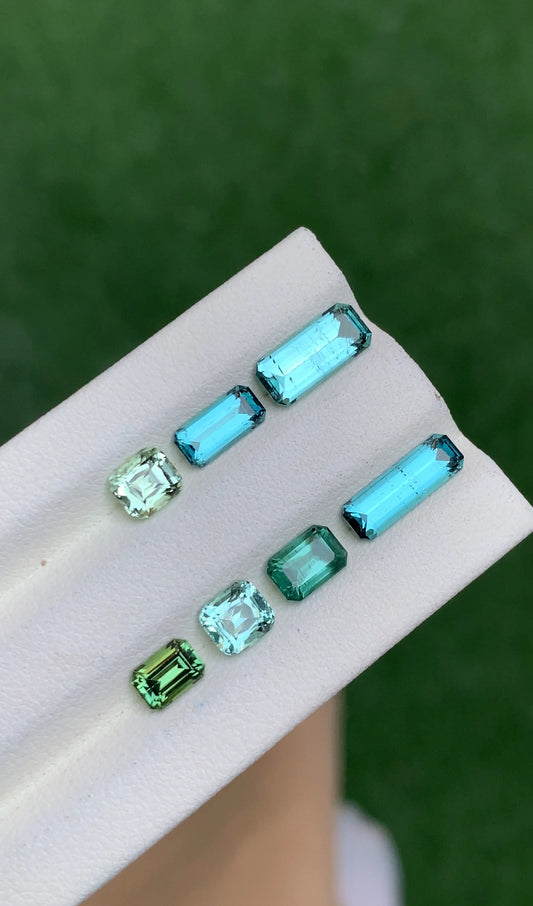 6.35 Crts Emerald and Cushion cut Blue and Green TOURMALINE from AFG - Gemstone