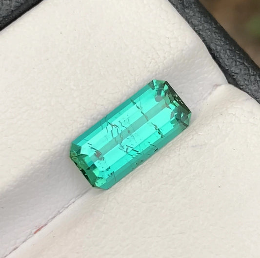 Tourmaline 1.90 Ct Emerald Cut Beautiful Bluish Green Tourmaline - Gemstone