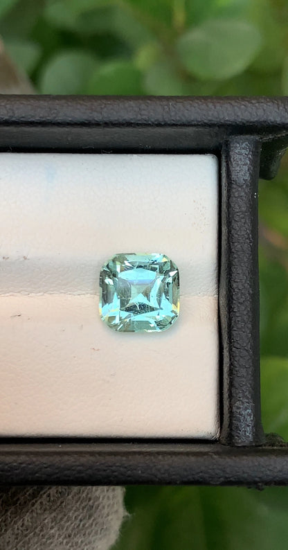 3.40 Ct Perfect Step cushion Cut Seafoam Tourmaline from Afghanistan - Gemstone