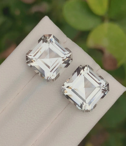 Topaz Pair 17.10 Ct Asscher Cut Beautiful African Topaz - Gemstone