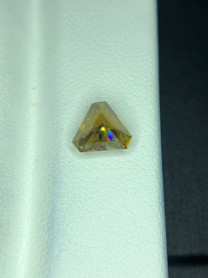 Rare 1.35 Ct Green Sphene- Triangle Cut, High Brilliance Gem