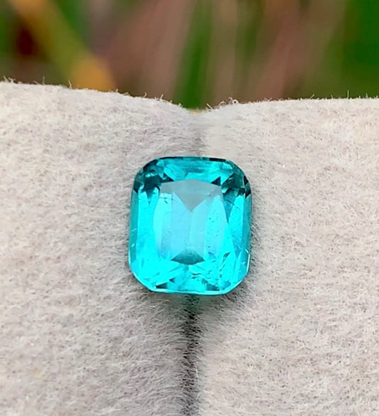1 Ct Perfect Cushion Cut Bluish Green Tourmaline Afghanistan - Gemstone