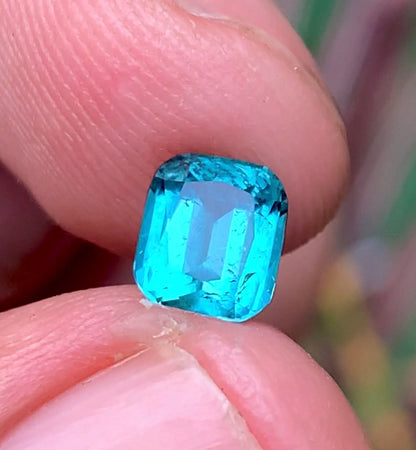 1 Ct Perfect Cushion Cut Bluish Green Tourmaline Afghanistan - Gemstone