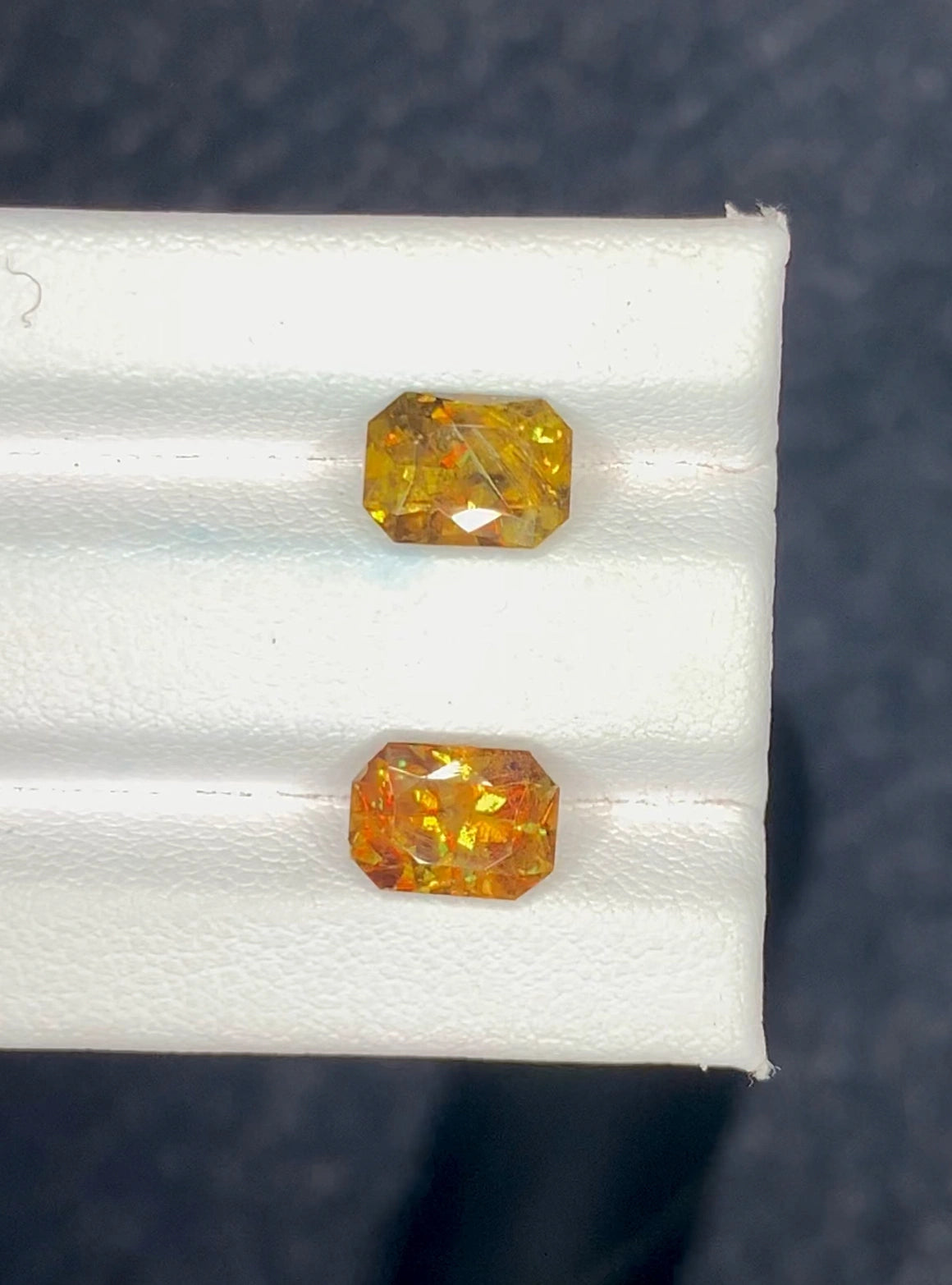 Sphene Pair 3.30 Ct Fancy Cut Beautiful  Fire Sparkly Yellow Sphene