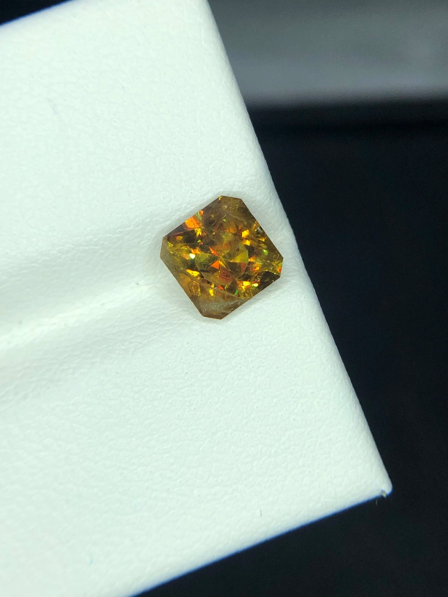 1.45 Ct Sphene- Triangle Cut Gemstone with High Dispersion