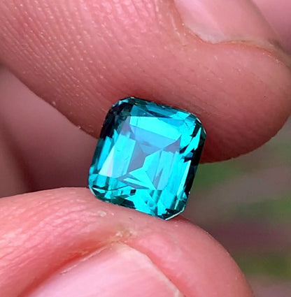 1.55 Ct Perfect Cushion Cut Bluish Green Tourmaline Afghanistan - Gemstone