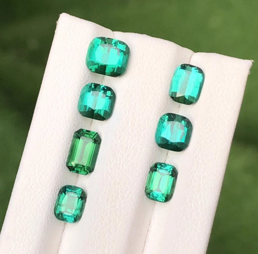Tourmaline Set 8.20 Ct Perfect Faceted Cut Teal Blue Tourmaline Loy - Gemstone
