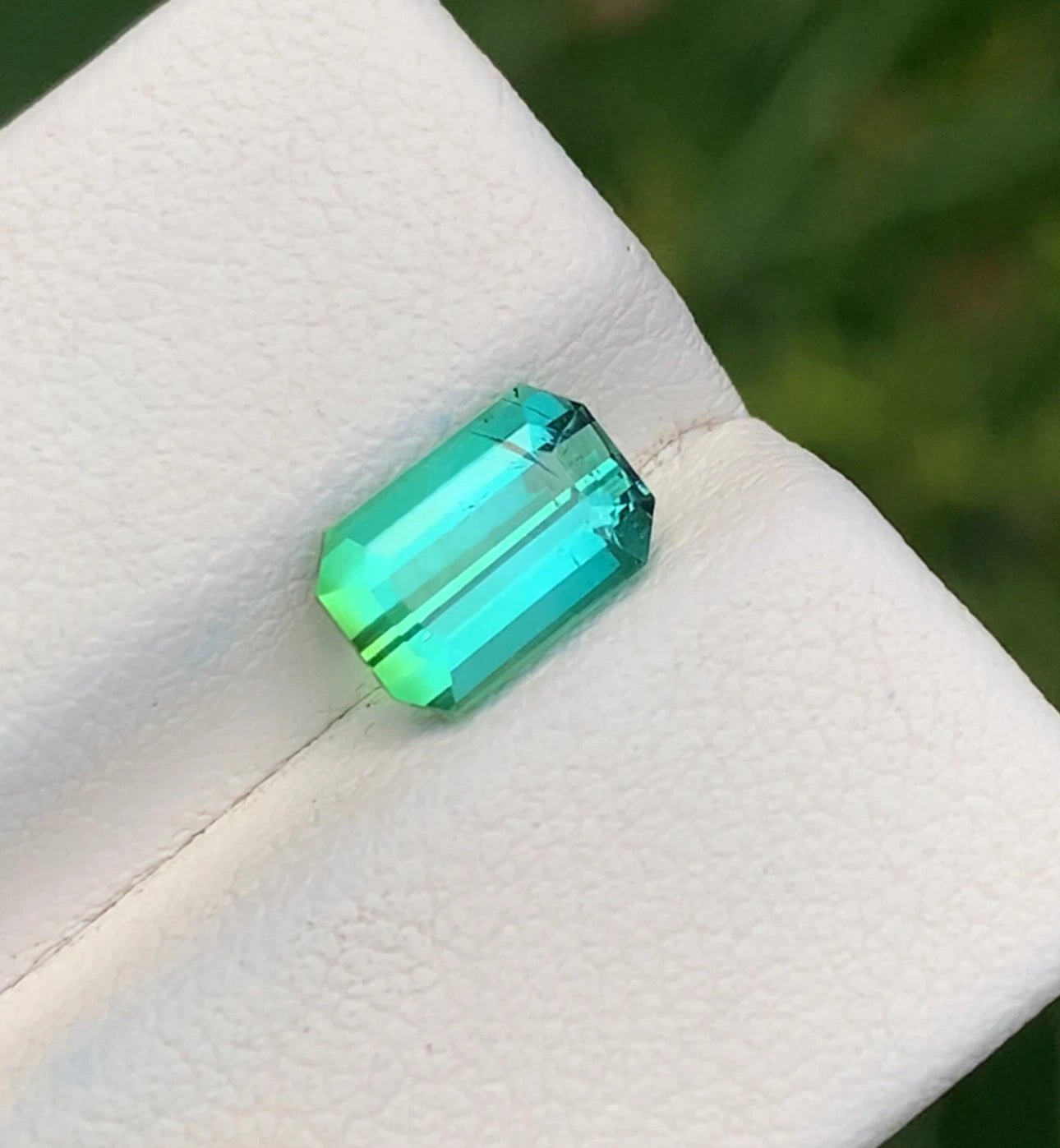 1.95 Ct Neon Green-Blue Tourmaline - Emerald Cut Gemstone Afghanist - Gemstone