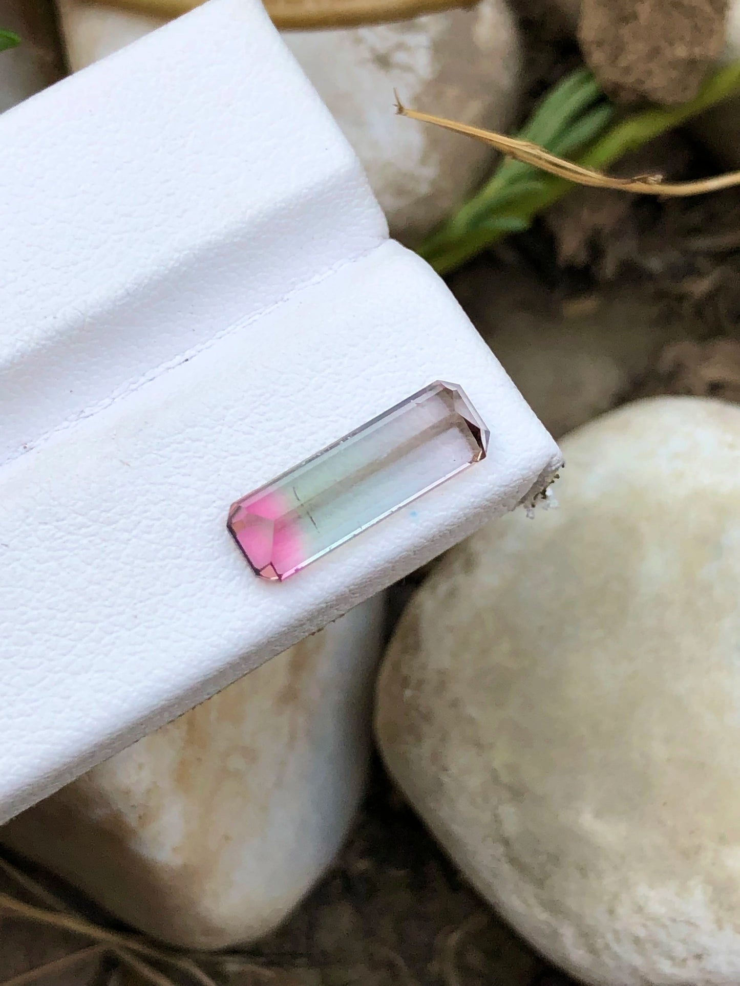 Tourmaline 3.10 Ct Long Emerald Cut Beautiful Bi Colour Tourmaline - Gemstone