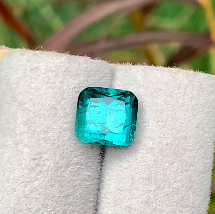 3.80 Ct Perfect Cushion Cut Bluish Green Tourmaline Afghanistan - Gemstone