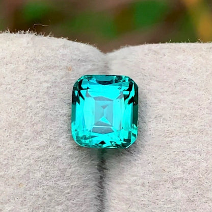 1.55 Ct Perfect Cushion Cut Bluish Green Tourmaline Afghanistan - Gemstone
