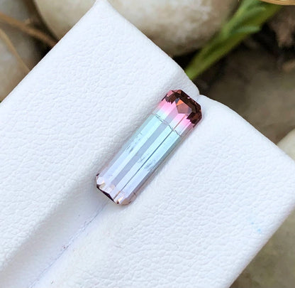Tourmaline 3.10 Ct Long Emerald Cut Beautiful Bi Colour Tourmaline - Gemstone
