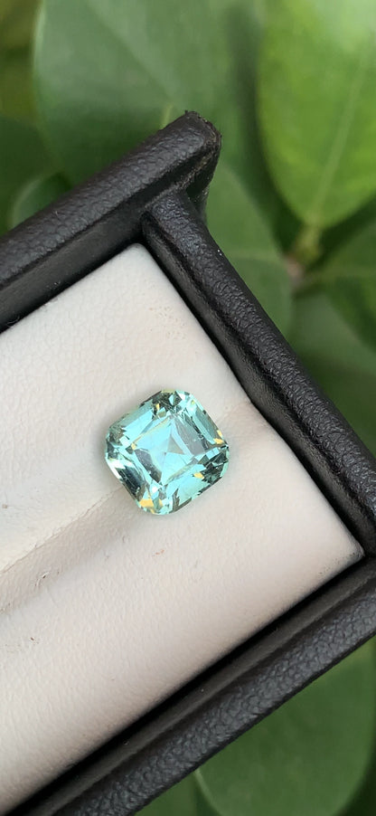 3.40 Ct Perfect Step cushion Cut Seafoam Tourmaline from Afghanistan - Gemstone