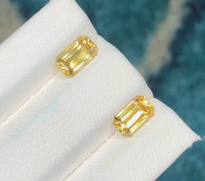 2.40 Ct Zircon Pair - Yellow Emerald Cut Gems with Brilliant Luster - Gemstone