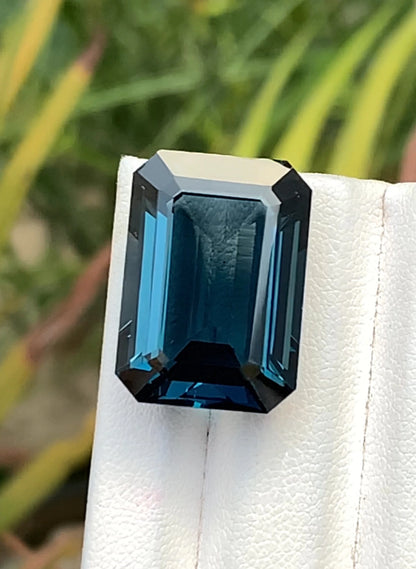 Luxury 30.40 Ct Emerald Cut London Blue Topaz - Intense Deep Blue Glow - Gemstone