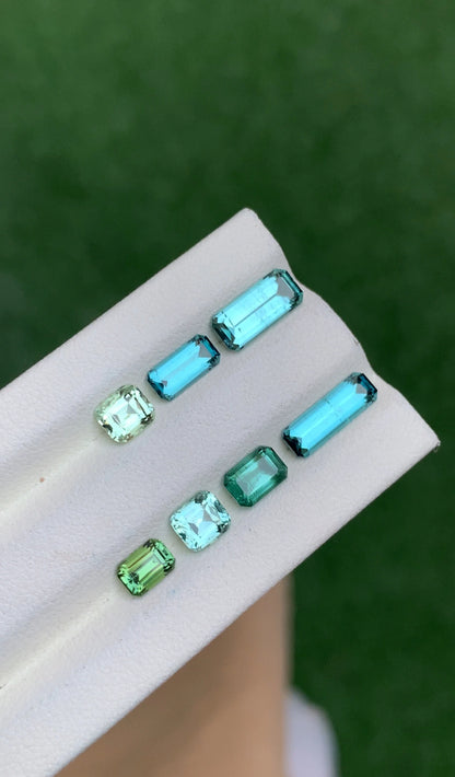 6.35 Crts Emerald and Cushion cut Blue and Green TOURMALINE from AFG - Gemstone