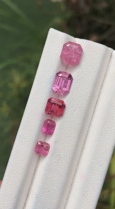 5.40 Ct Rubellite Tourmaline Parcel - Precision Cut, Vivid Pink-Red Hues - Gemstone