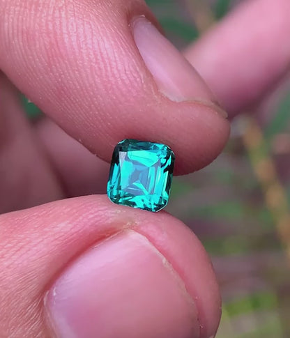 1.55 Ct Perfect Cushion Cut Bluish Green Tourmaline Afghanistan - Gemstone