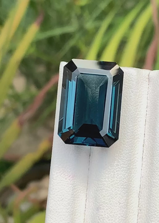 Luxury 30.40 Ct Emerald Cut London Blue Topaz - Intense Deep Blue Glow - Gemstone