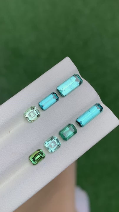 6.35 Crts Emerald and Cushion cut Blue and Green TOURMALINE from AFG - Gemstone