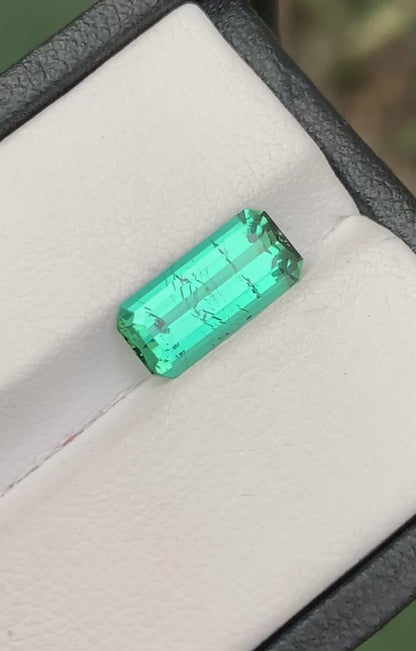 Tourmaline 1.90 Ct Emerald Cut Beautiful Bluish Green Tourmaline - Gemstone