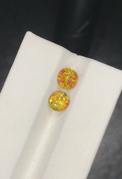 Sphene Matching Pair 2.20 Ct Fancy Cut  Fire Sparkling Yellow Sphene