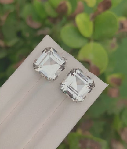 Topaz Pair 17.10 Ct Asscher Cut Beautiful African Topaz - Gemstone