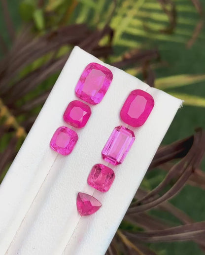 14.2 Cts Hot Pink Rubellite Lot - Mixed Cut Tourmalines with Vibrant Luster - Gemstone