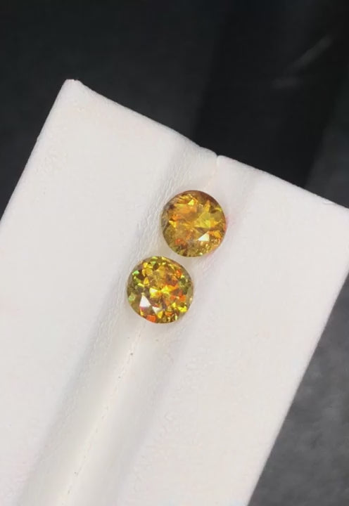 Sphene Matching Pair 2.40 Ct Fancy Cut  Fire Sparkling Yellow Sphene