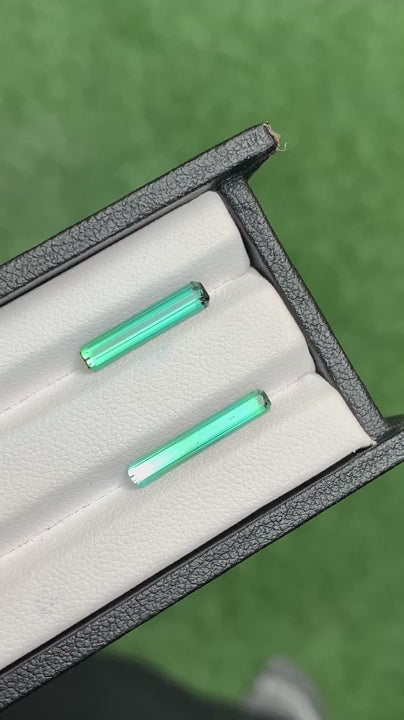 2.70 Crts Emerald Cut Blueish Green Two Pieces TOURMALINE from AFG - Gemstone