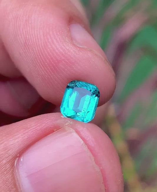 1 Ct Perfect Cushion Cut Bluish Green Tourmaline Afghanistan - Gemstone